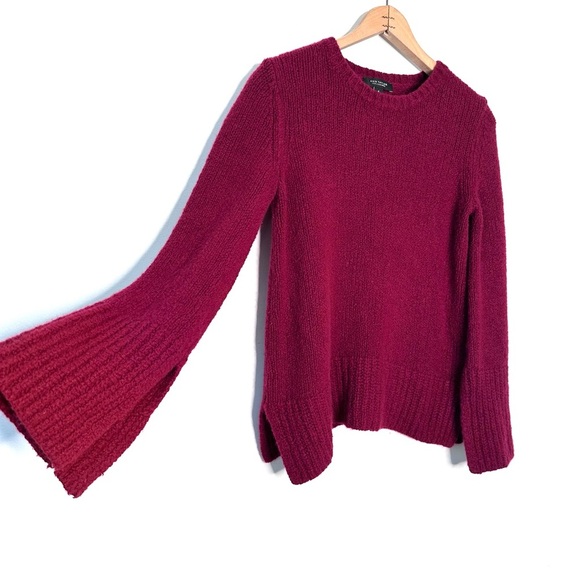 Ann Taylor Bucle Knit Cashmere Sweater Burgundy Size Medium - Picture 3 of 6